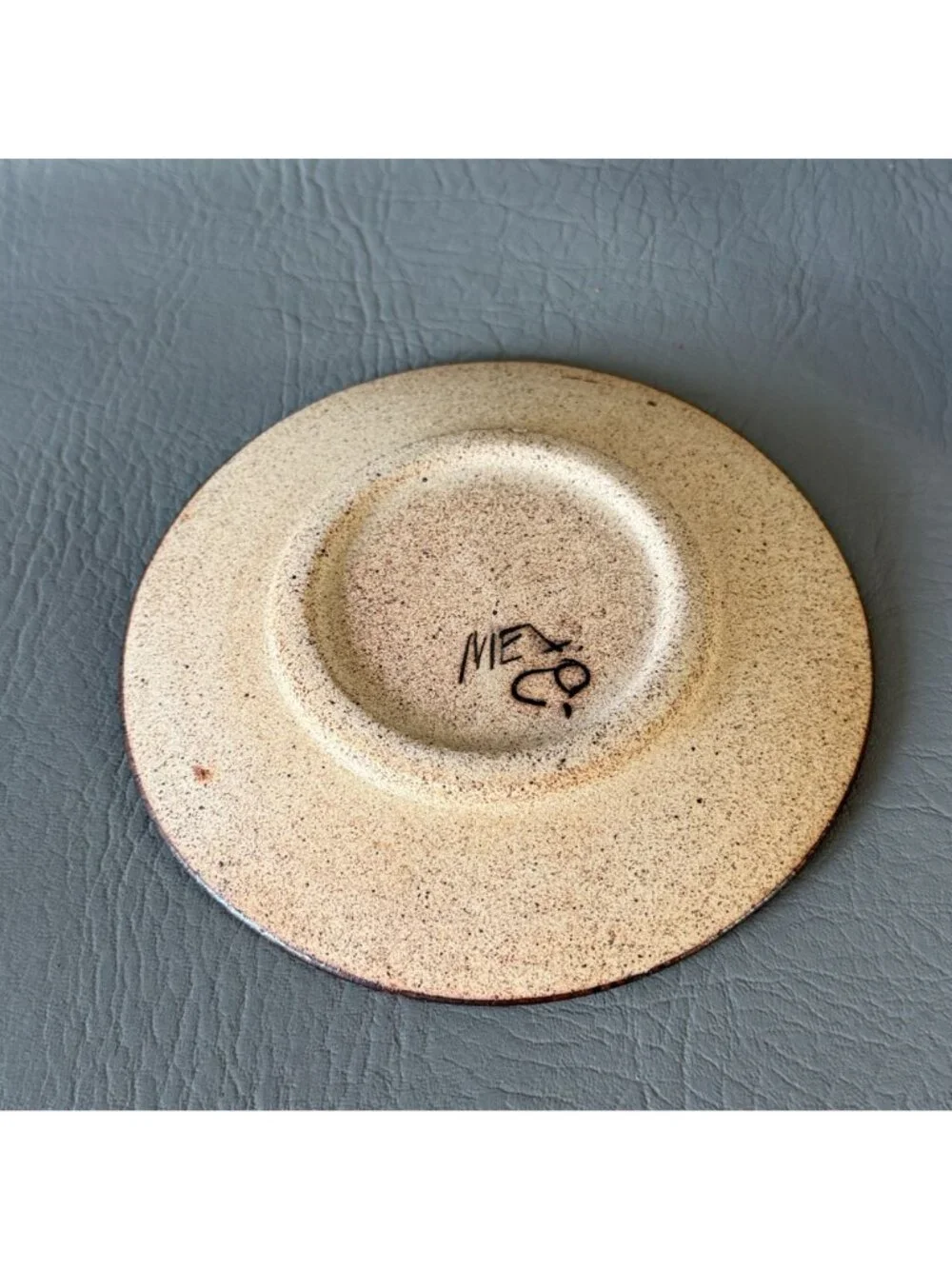 Vintage Tonala Mexico Studio Pottery Cup Saucer Set Signed Blue Butterfly 6